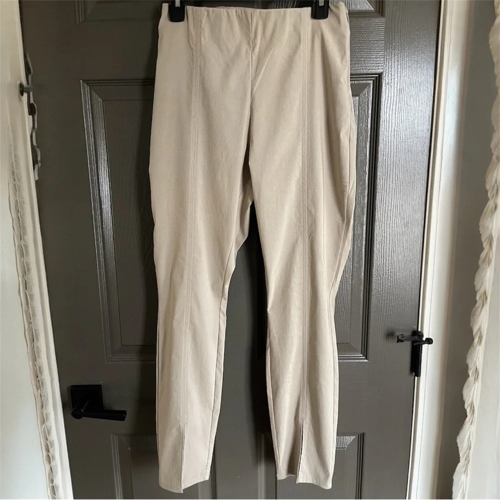 H&M High Waist Slim Fit Trousers Light Gray - 10